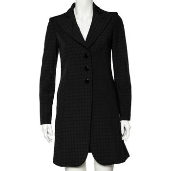 推荐Emporio Armani Black Square Patterned Synthetic Button Front Blazer Coat S商品