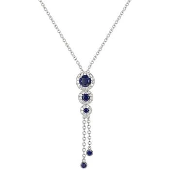 Macy's | Sapphire (3/4 ct. t.w.) & Diamond (1/6 ct. t.w.) Triple Halo Lariat Necklace in Gold-Plated Silver, 16" + 2" extender (Also in Ruby & Emerald),商家Macy's,价格¥986