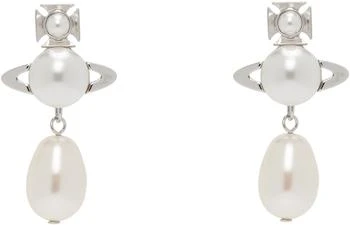 Vivienne Westwood | White & Silver Inass Earrings,商家Ssense US,价格¥1789