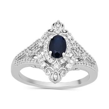 商品Sapphire (1/2 ct. t.w.) & Diamond (1/3 ct. t.w.) Cinderella Ring in 14k White Gold图片