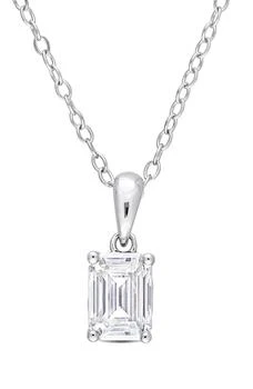 DELMAR | Sterling Silver Emerald Cut Lab Created Moissanite Pendant Necklace,商家Nordstrom Rack,价格¥840