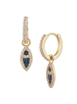 Eye Candy LA | Luxe Vivi Goldtone & Blue & White Crystal Drop Earrings商品图片,5折