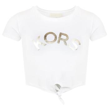 Michael Kors | White Cropped Logo Tie T Shirt商品图片,4折起×额外9折, 额外九折