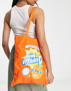 商品Skinnydip Vitamin D slogan tote bag in orange图片