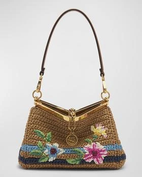 推荐Vela Frame Floral Raffia Shoulder Bag商品