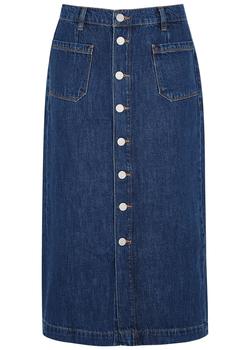 FRAME | Le Bardot dark blue denim midi skirt商品图片,5折
