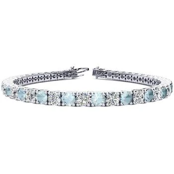 SSELECTS | 7 Carat Aquamarine And Diamond Tennis Bracelet In 14 Karat White Gold, 6 Inches,商家Premium Outlets,价格¥37445