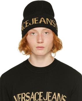Versace Rainbow Logo Beanie Black ベルサーチ Versace Rainbow Logo Beanie Black ベルサーチ Logo Knit