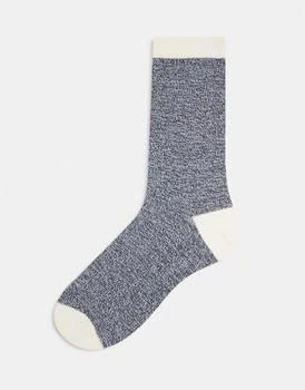 ASOS | ASOS DESIGN twist ribbed socks in blue and off-white 