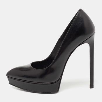 ysl高跟鞋价格, [二手商品] Yves Saint Laurent | Saint Laurent Black Leather Janis Pointed Toe Platform Pumps Size 36商品图片 7.9折, 满1件减$100, 满减