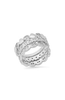 商品18K White Gold Plated Heart Crystal Ring - Size 7图片