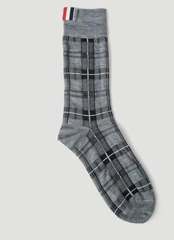 Thom Browne | Tartan Jacquard Socks in Grey商品图片,