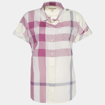 美国burberry, [二手商品] Burberry | Burberry Brit Mauve Exploded Check Print Cotton Button Front Shirt S商品图片 4.5折