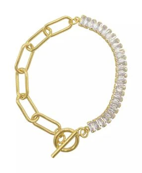 ADORNIA | 14K Gold Plated Baguette and Paper Clip Toggle Bracelet,商家Macy's,价格¥167