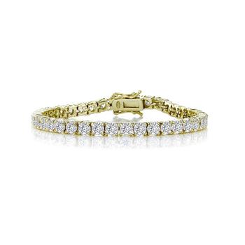 商品Rachel Glauber | Ra White Gold Plated Cubic Zirconia 4mm Tennis Bracelet,商家Premium Outlets,价格¥291图片