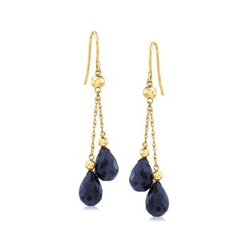 Ross-Simons | Ross-Simons Sapphire Double-Drop Earrings in 14kt Yellow Gold,商家Premium Outlets,价格¥1367