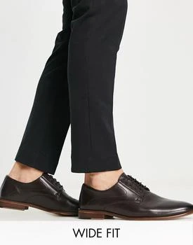 推荐ASOS DESIGN derby lace up shoes in brown leather商品