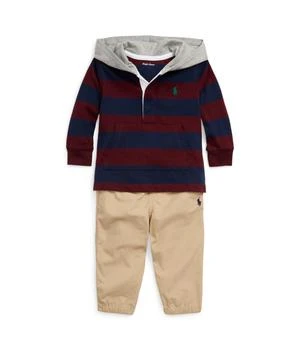 Cotton Hooded Rugby Shirt & Pants Set (Infant)