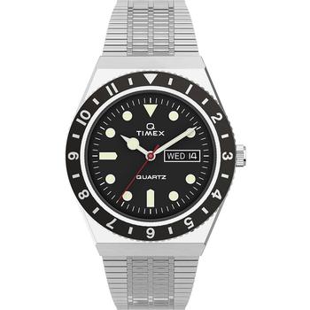 Timex | Men's Q Diver Inspired Silver-Tone Stainless Steel Bracelet Watch 38mm商品图片,