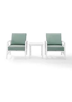 Crosley, Crosley Furniture | Crosley Furniture KO60016WH-MI Kaplan 3-Piece Outdoor Chat Set in White with Mist Cushions - 150.75 x 142.5 x 33 in.商品图片 