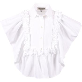 SIMONETTA | Loose fit ruffled cotton blouse in white商品图片,4折×额外8.5折, 额外八五折