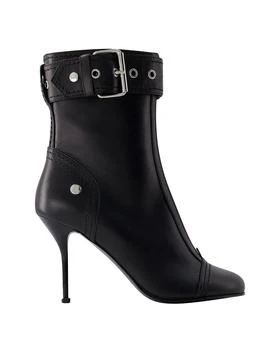Alexander McQueen | High-heeled ankle boots - Alexander Mcqueen - Leather - Black/Silver 8.5折