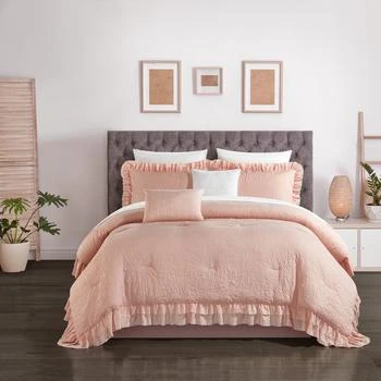 Chic Home Design | Kensley 9 Piece Comforter Set Washed Crinkle Ruffled Flange Border Design Bed In A Bag KING,商家Verishop,价格¥1223