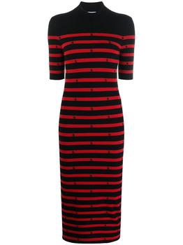 RED Valentino | RED VALENTINO Striped knitted dress商品图片,7.4折×额外9折, 额外九折