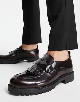 推荐Original Penguin fringe penny loafers burgundy leather商品