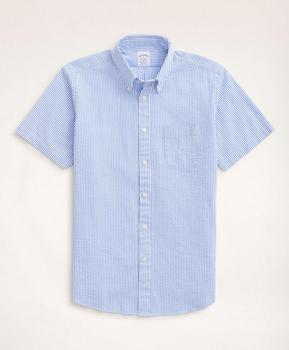 Brooks Brothers | Regent Regular-Fit Sport Shirt, Short-Sleeve Seersucker Stripe商品图片,5折