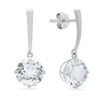 商品MAX + STONE | 14k White Gold Solitaire Round-Cut Gemstone Drop Earrings (8mm),商家Premium Outlets,价格¥931图片