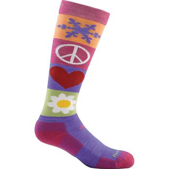 Darn Tough Vermont | Darn Tough Kids' Peace Love Snow Jr. OTC Cushion Sock商品图片,7.6折×额外8折, 额外八折