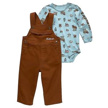 推荐Carhartt Infant Girls' Woodland Printed LS Bodysuit and Canvas Overall - 2 pcs Set商品