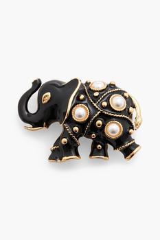 商品Kenneth Jay Lane | Gold-tone, enamel and faux pearl brooch,商家THE OUTNET US,价格¥387图片