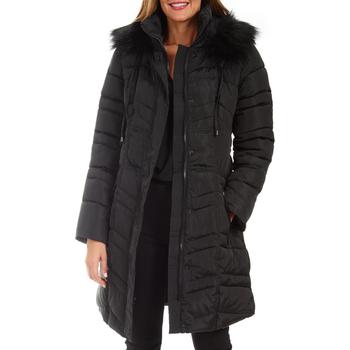 推荐Kensie Women's Quilted Mid-Length Winter Puffer coat with Faux Fur Trim Hood商品