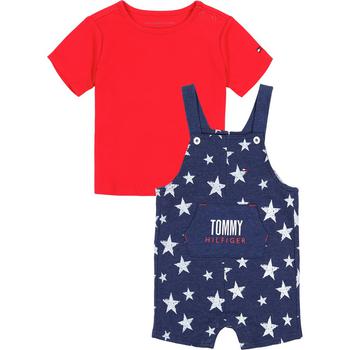 Tommy Hilfiger | Baby Boys Short Sleeve T-shirt and Star Print Knit Shortall Set, 2 Piece商品图片,7.5折