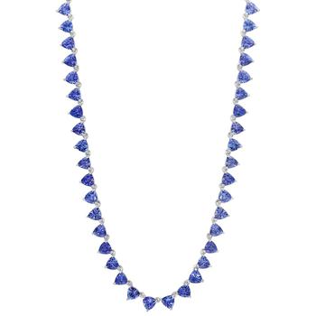 商品Effy | EFFY® Tanzanite Trillion 18" Collar Necklace (19-3/4 ct. t.w.) in Sterling Silver,商家Macy's,价格¥21036图片