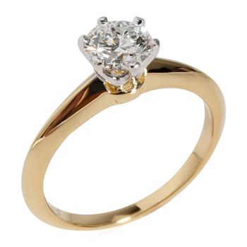 商品Pre-Owned Tiffany & Co. Solitaire Ring in 18k Yellow Gold/Platinum 0.61 CTW图片