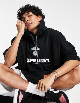 推荐AAPE By A Bathing Ape hooded heavyweight t-shirt in black商品