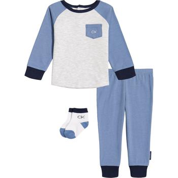 Calvin Klein | Baby Boys 3 Piece Striped Trim Thermal T-shirt and Pant Set with Socks商品图片,