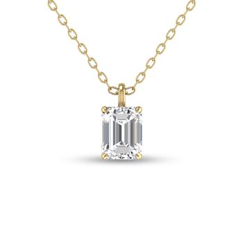 商品Lab Grown 1/4 CTW Emerald Solitaire Diamond Pendant in 14K Yellow Gold图片