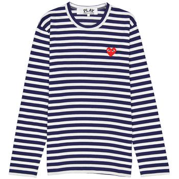 推荐Play Navy / White Long Sleeve Heart Logo Stripe Tee商品