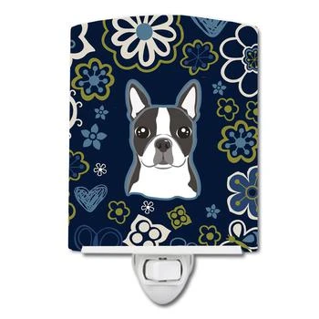 Caroline's Treasures | Blue Flowers Boston Terrier Ceramic Night Light,商家Verishop,价格¥192
