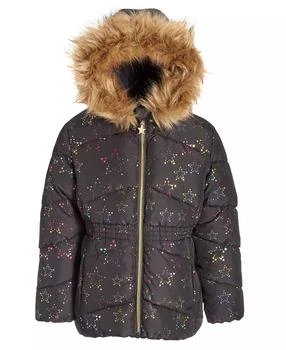 S Rothschild & CO | Toddler & Little Girls Foil Quilted Puffer Coat  With Faux-Fur Trim,商家Macy's,价格¥193