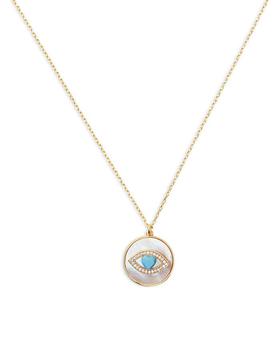 Kate Spade | Lucky Charm Mother of Pearl Evil Eye Pendant Necklace商品图片,