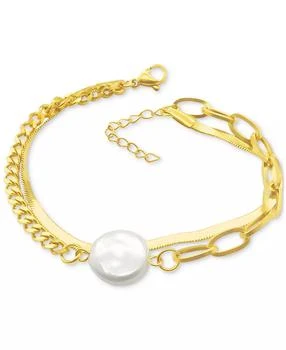 ADORNIA | 14k Gold-Plated Freshwater Pearl (13mm) Mixed Chain Bracelet,商家Macy's,价格¥132