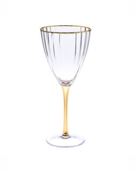 商品Set of 6 Textured Wine Glasses with Gold Stem and Rim图片