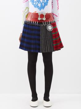 推荐Thorn belted pleated-wool mini skirt商品