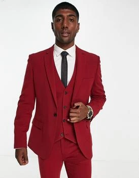 ASOS | ASOS DESIGN super skinny suit jacket in burgundy 8折