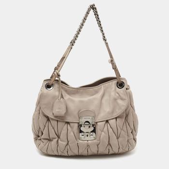 推荐Miu Miu Beige Matelasse Leather Sacca 2 Shoulder Bag商品